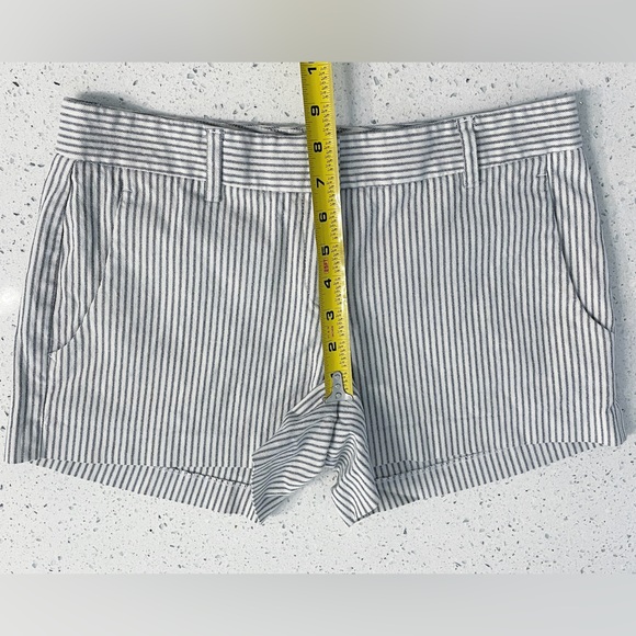 Theory Striped shorts Women’s 6 Gray/White Chino Cotton Lycra Made In USA - Picture 6 of 7